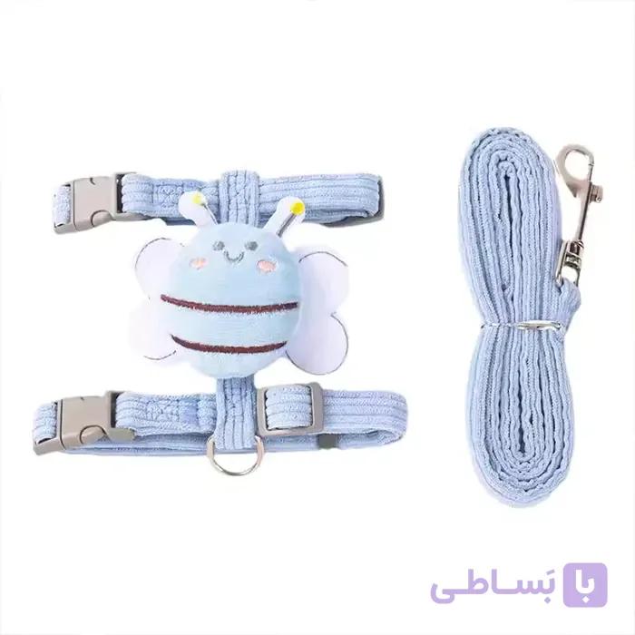 قلاده کتفی مخملی گربه طرح زنبوری رنگ آبی