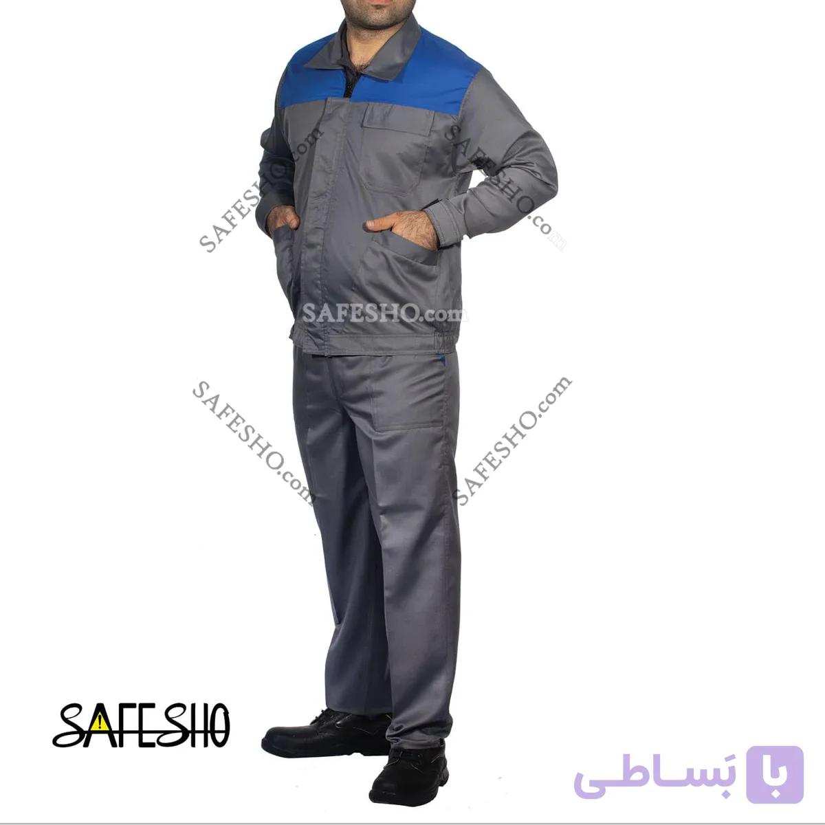 لباس کار مدل Worker ایرانخودرویی طوسی-آبی — تصویر 1