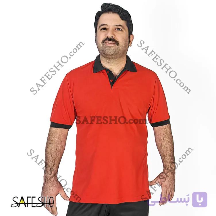 تیشرت کار نخی دورنگ قرمز مشکی — تصویر 1