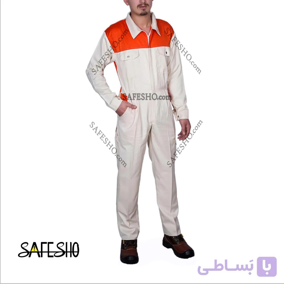 لباس کار یکسره طرح ولوو Volvo کرم-نارنجی — تصویر 1