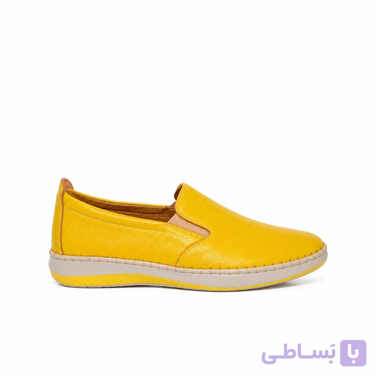 کفش روزانه چرم زنانه بافت بی‌بند با زیره پی‌یو — تصویر 1