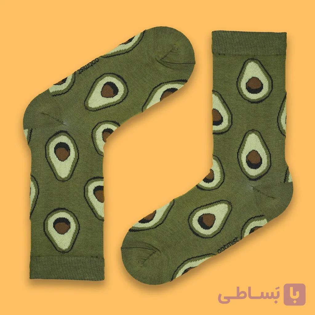 جوراب ساق‌دار برند Optimist طرح آووکادو رنگ سبز زیتونی