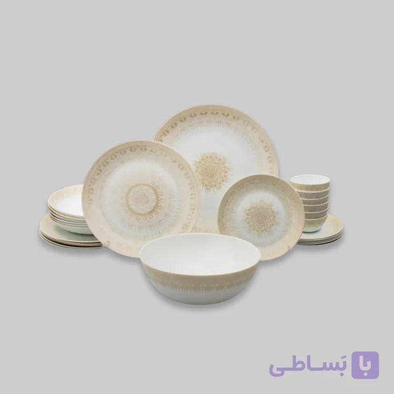 سرویس غذاخوری اوپال 26 پارچه 6 نفره دینو مدل  گرد کلاسیک ورژن 3 26007