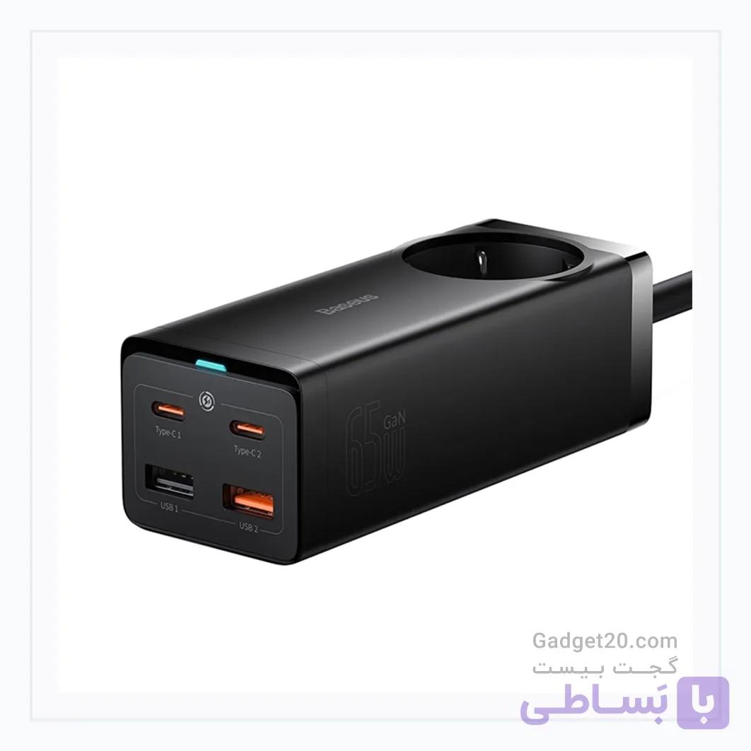 شارژر رومیزی بیسوس GaN3 Pro PowerStrip 65W پنج پورت — تصویر 1