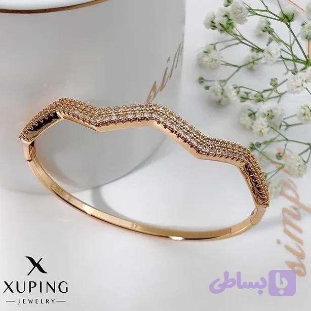 دستبند ژوپینگ مدل زیگزاگی نگین دار