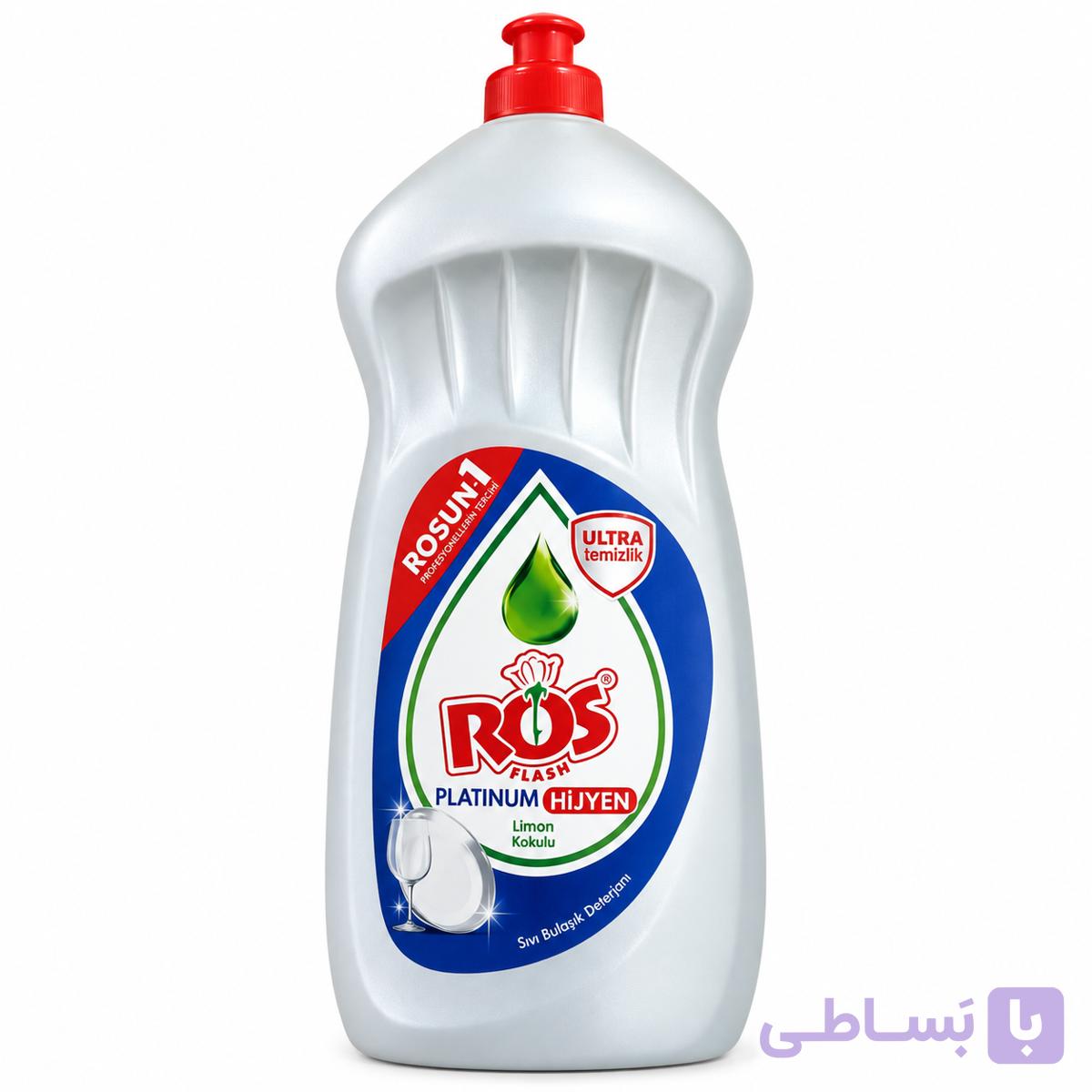 مایع ظرفشویی رز فلش ROS Flash Platinum Hijyen رایحه لیمو حجم 1500 میل — تصویر 1
