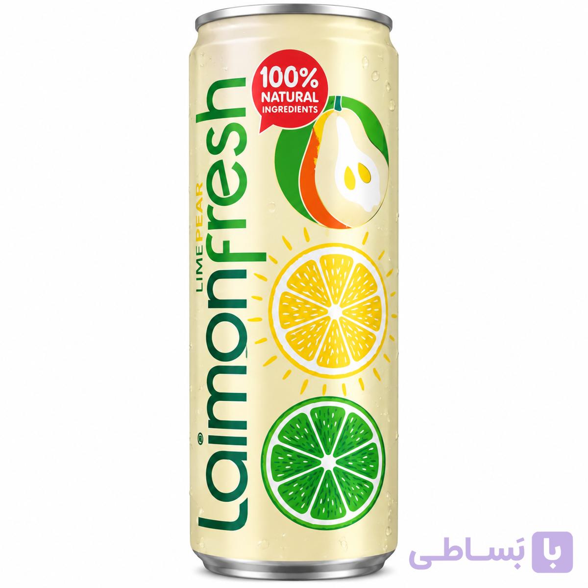 نوشیدنی گازدار گلابی، لایم و لیمو Laimon Fresh Pear حجم 330 میلی‌لیتر