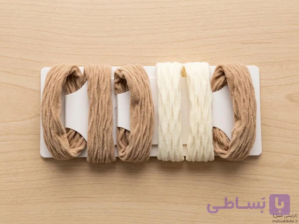 کش موی فانتزی نرم و کشسان رنگ کرم نود - کیفیت عالی وارداتی از چین رنگ شیری 2عددی