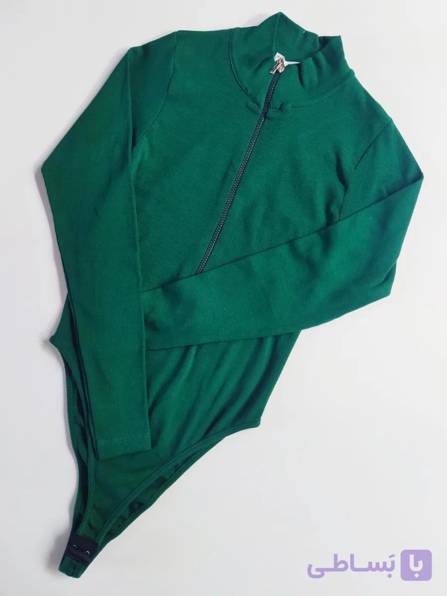 بادی نیم زیپ آستین فینگردار کبریتی ـ Half-zip bodysuit with thumbhole sleeves