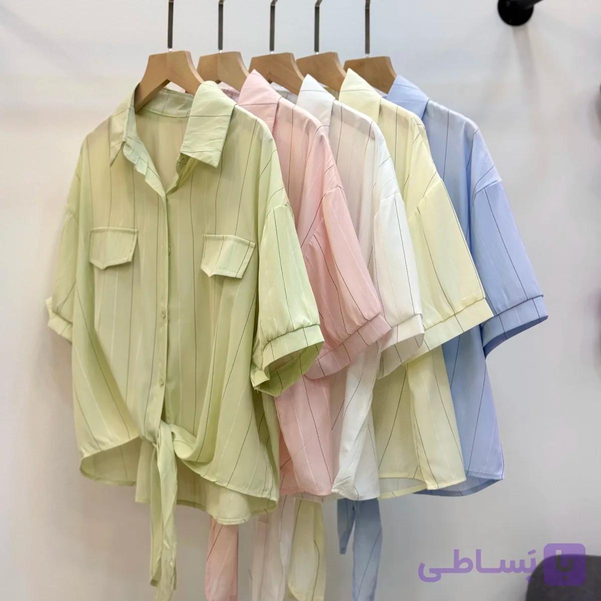 شومیز گره ی خط‌دار زنانه