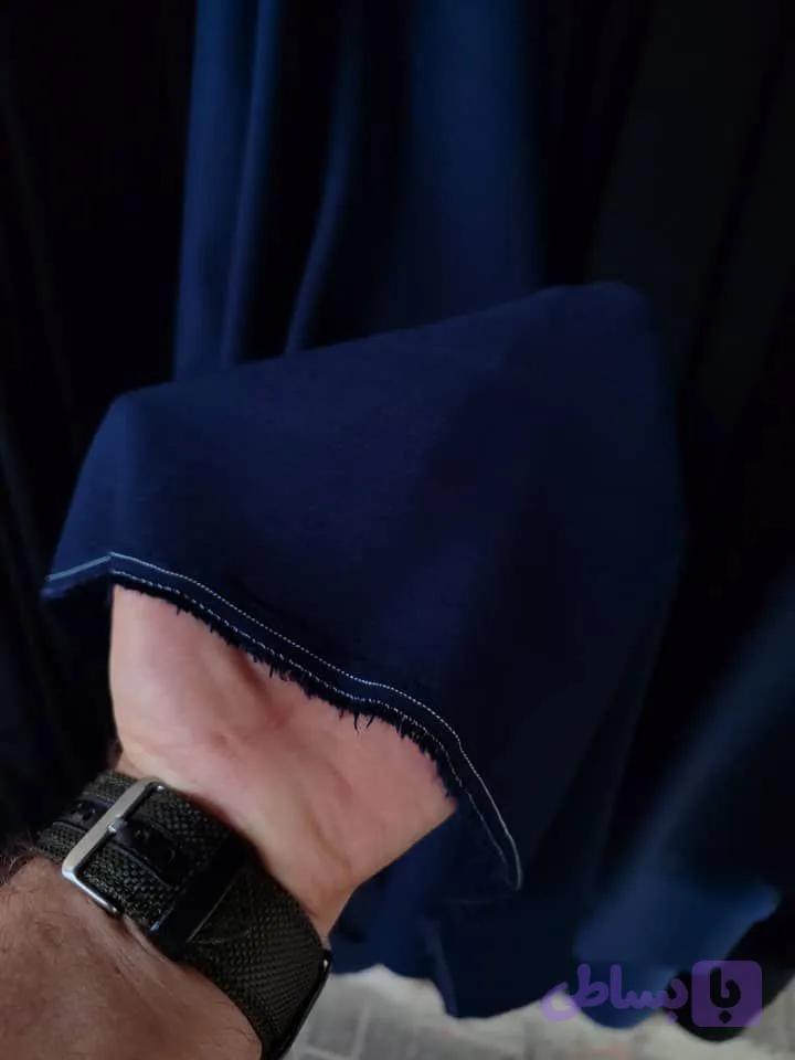 پارچه کجراه نخی سورمه ای دو خط