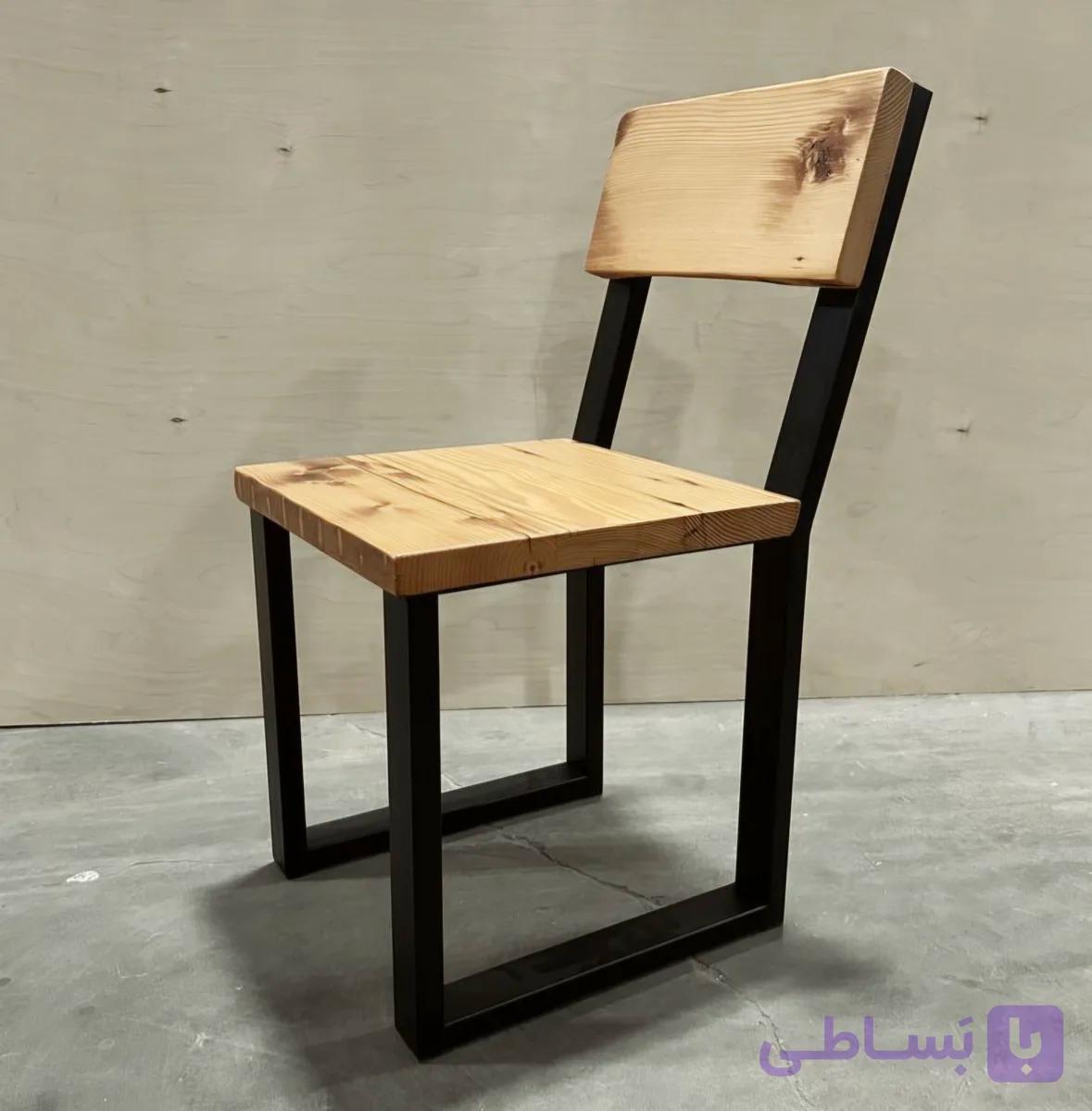 صندلی چوبی فلزی مدرن