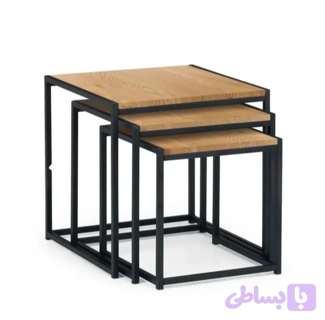 میزعسلی سه تکه چوب فلز مدل کمجا