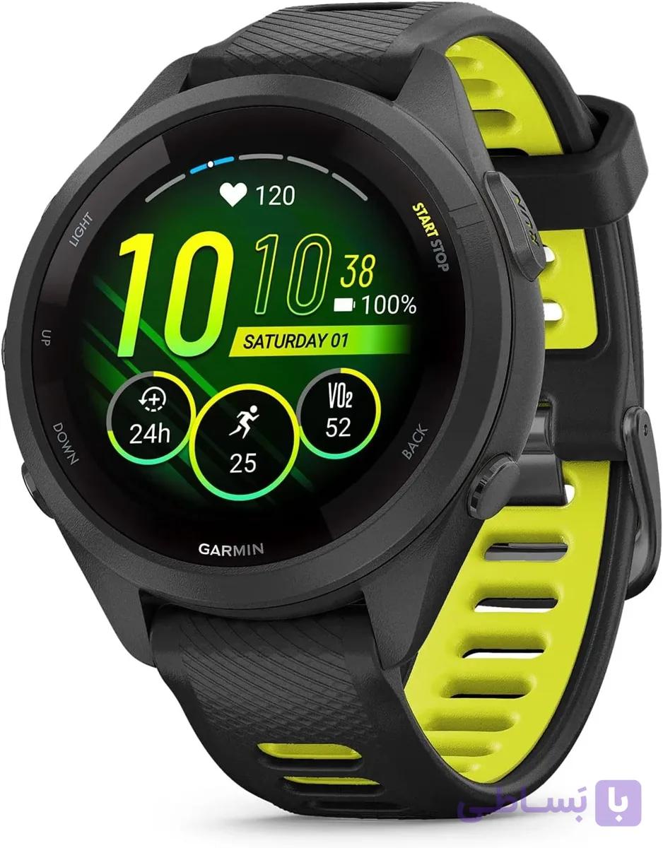 ساعت هوشمند ورزشی Garmin Forerunner 265S – سایز ۴۲ میلی‌متر، رنگ مشکی/زرد — تصویر 1