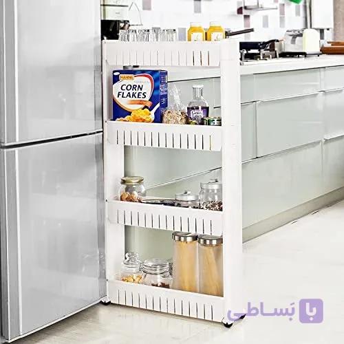 قفسه باریک ۴ طبقه آشپزخانه SKY-TOUCH؛ ترولی پلاستیکی چرخ‌دار — تصویر 1