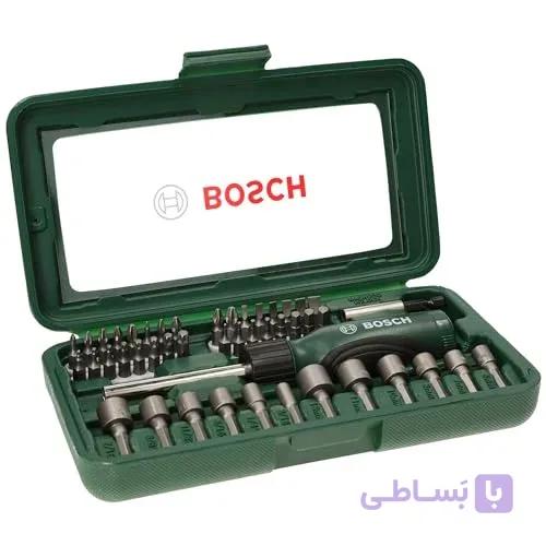 مجموعه ۴۶ عددی پیچ‌گوشتی جغجغه‌ای، سری پیچ‌گوشتی و بکس بوش (Bosch) — تصویر 1