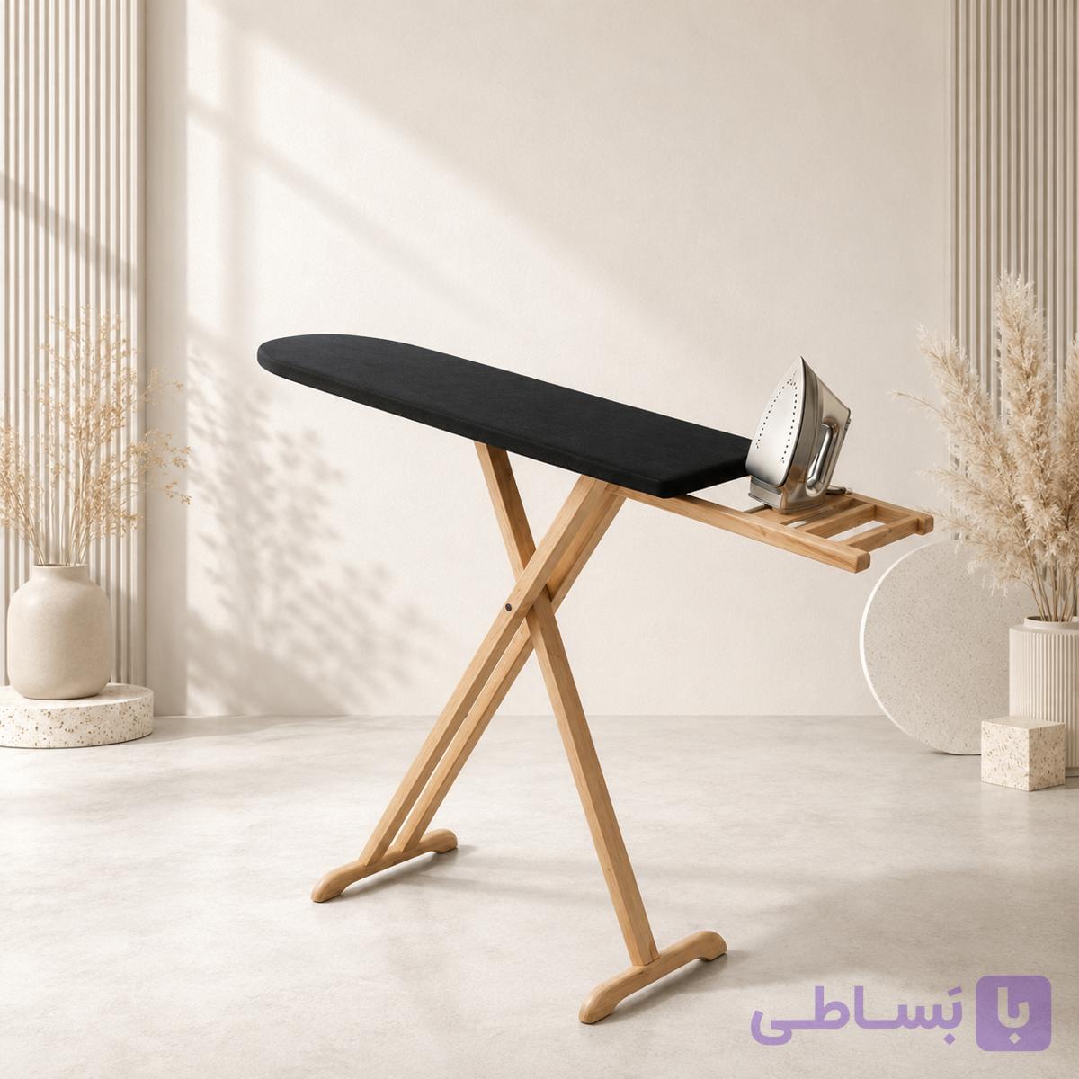 میز اتو چوبی مدل نیل دوحالته ایستاده و نشسته چوب راش