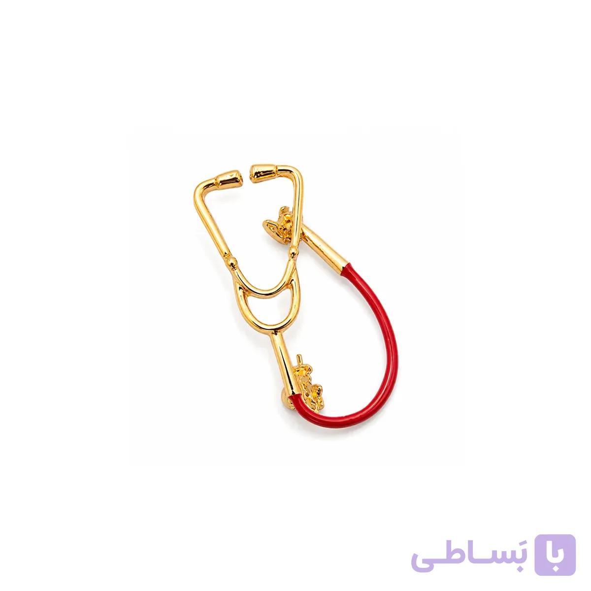 سنجاق سینه گوشی پزشکی قرمز — تصویر 1
