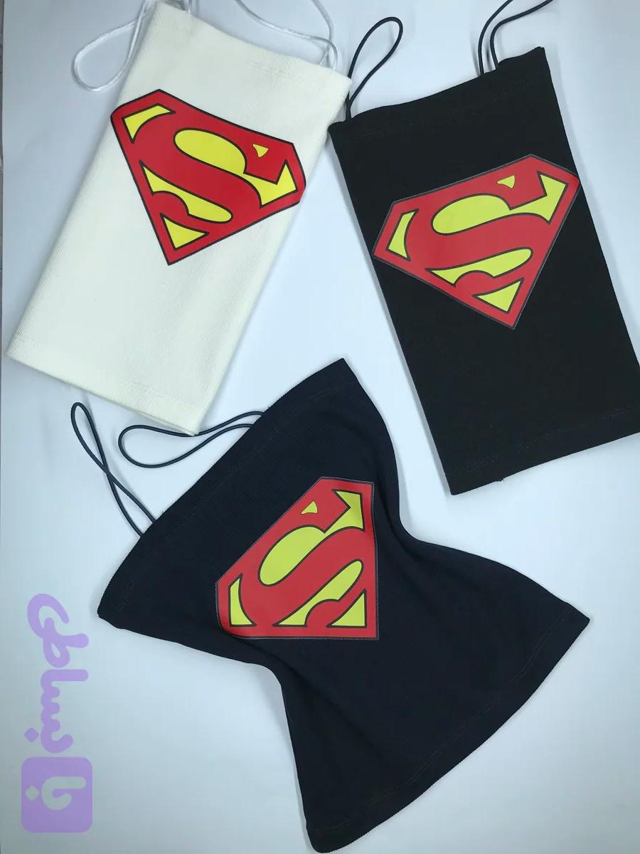 کراپ تاپ بند ماکارون طرح "superman" نخ پنبه