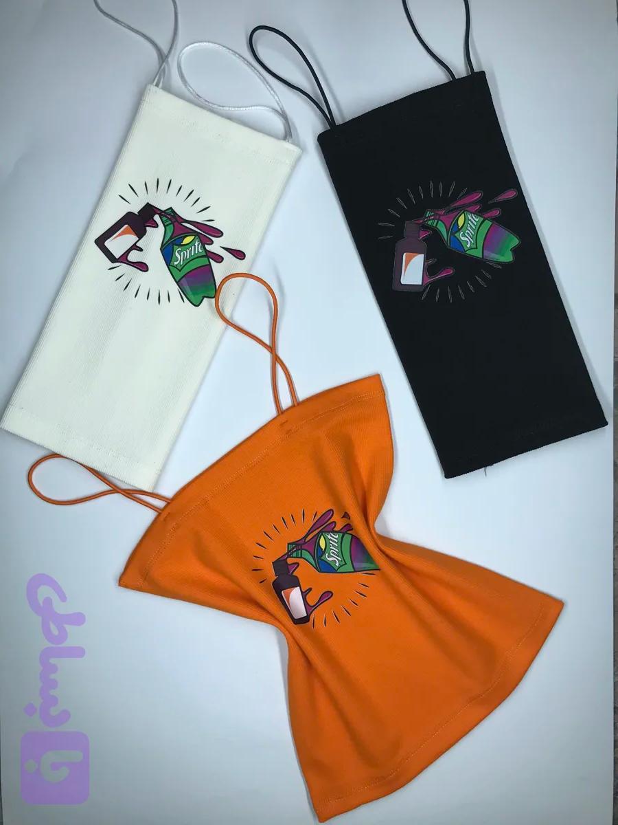 کراپ تاپ بند ماکارون طرح "sprite" نخ پنبه