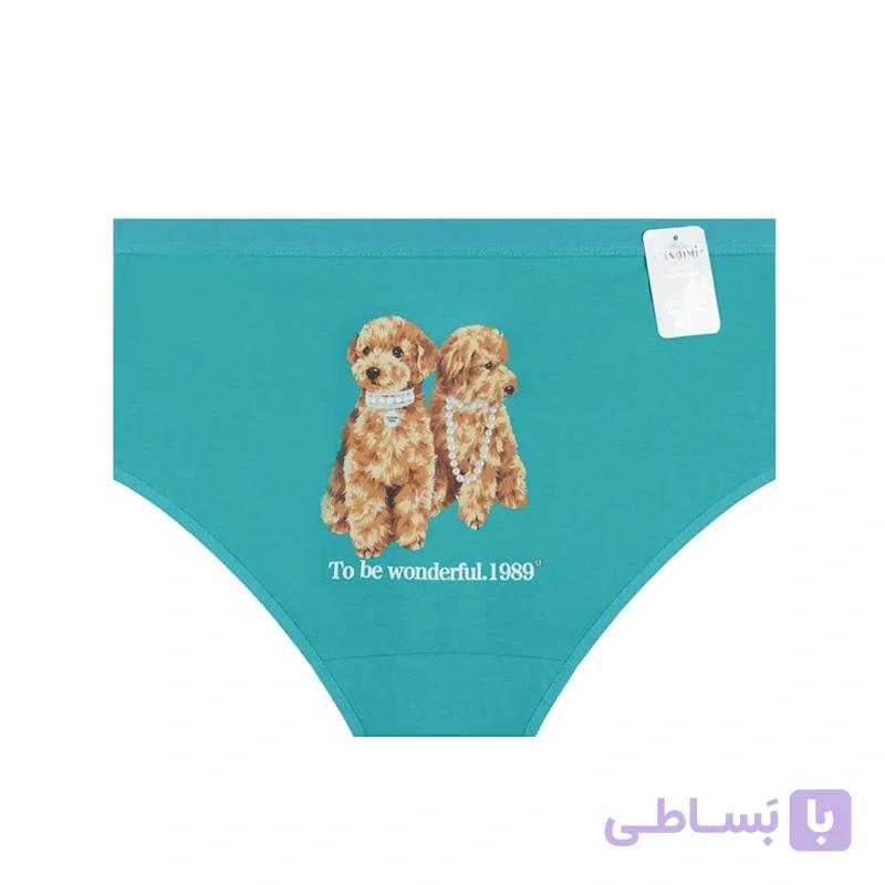 شورت زنانه اسلیپ نخی پشت چاپی طرح دوسگ برند کندیمیز 2XL — تصویر 1