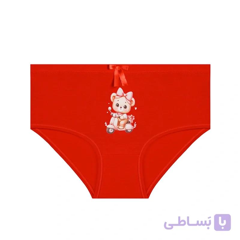 شورت اسلیپ زنانه نخی طرح خرس موتور سوار برند میس miss — تصویر 1