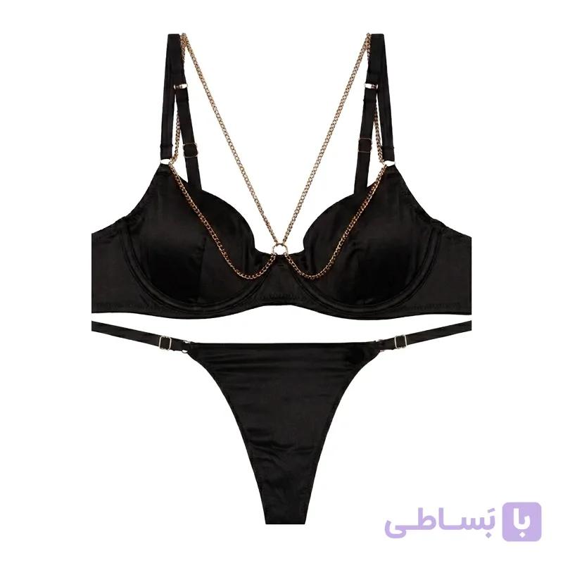 ست شورت و سوتین اسفنجی فنردار میکروفایبر کاپ C — تصویر 1