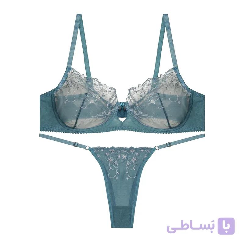 ست شورت و سوتین فنردار تورگاز گلدوزی بالا دالبری برند مولان — تصویر 1