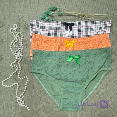 پک شورت نارنجی و سبز نخی زنانه کد 0045