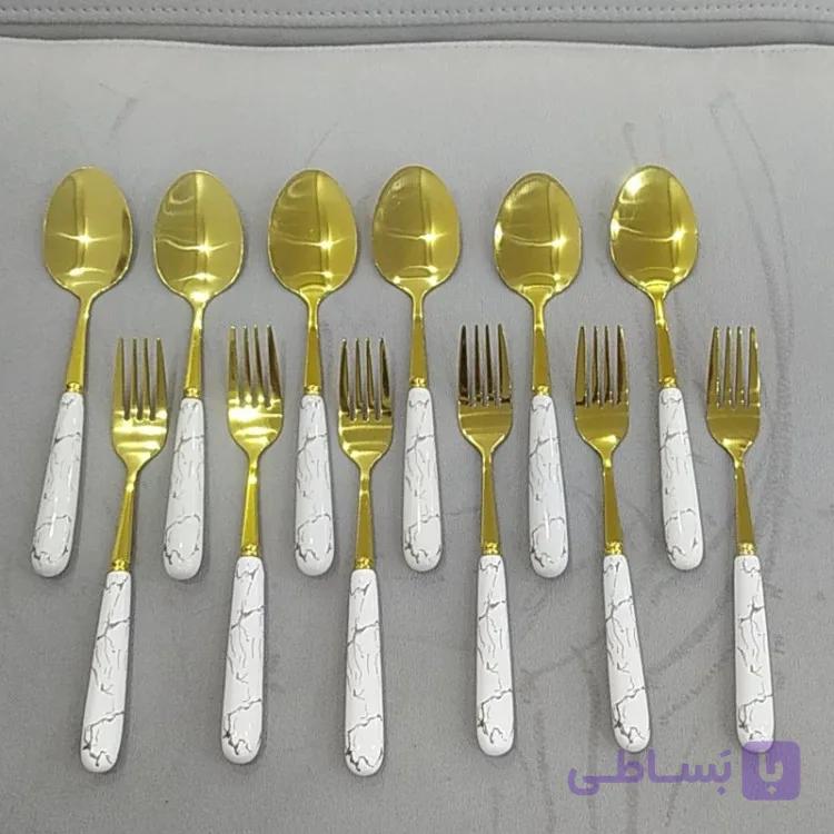 قاشق چنگال سرامیکی طلایی