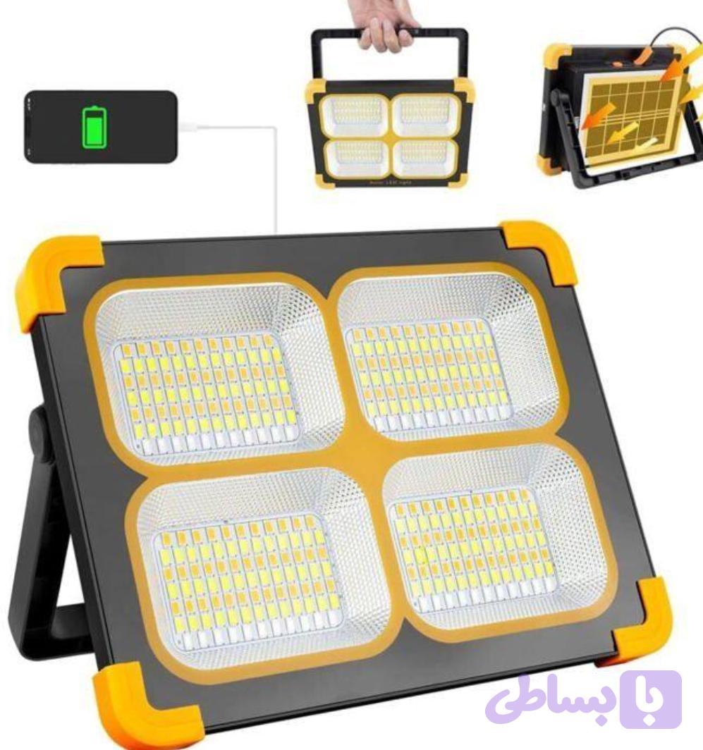 چراغ شارژی/پروژکتور خورشیدی قابل حمل PaLma مدل 1200W چهار پنل LED با باتری لیتیومی و IP66