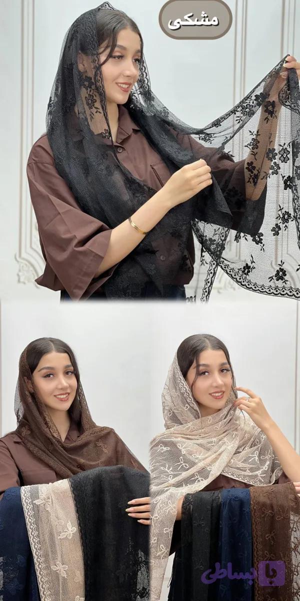 شال گیپوری دور دانتل در سه طرح زیبا