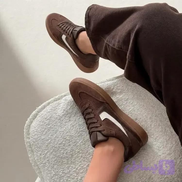 کتونی برشکا زنانه مشکی و قهوه‌ای — تصویر 1