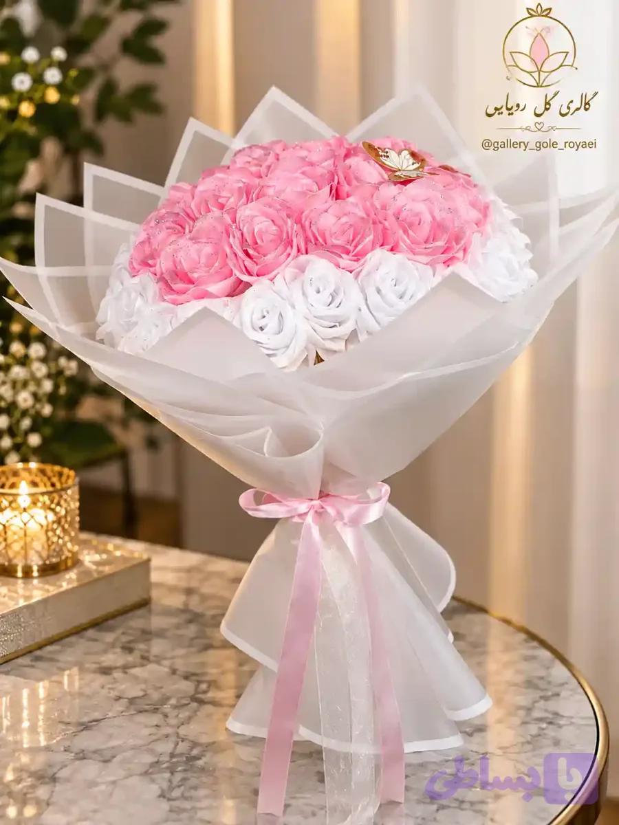 دسته گل مصنوعی۳۵ شاخه روبانی با رنگ دلخواه — تصویر 1