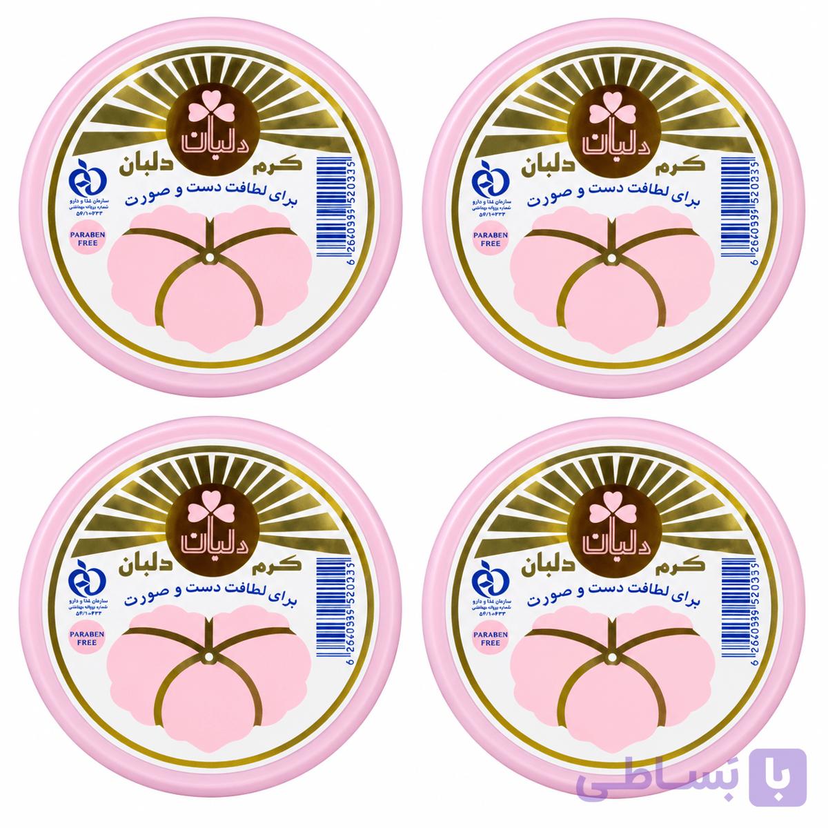 کرم مرطوب کننده دلبان حجم 90 میلی لیتر مجموعه 4 عددی — تصویر 1