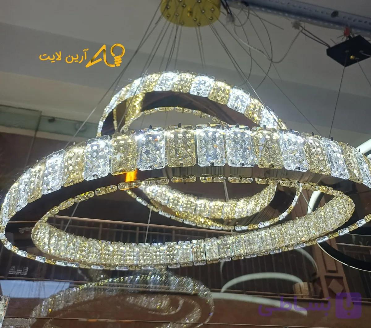 لوستر کریستال آویز 2 حلقه سایز 60و40 cm
