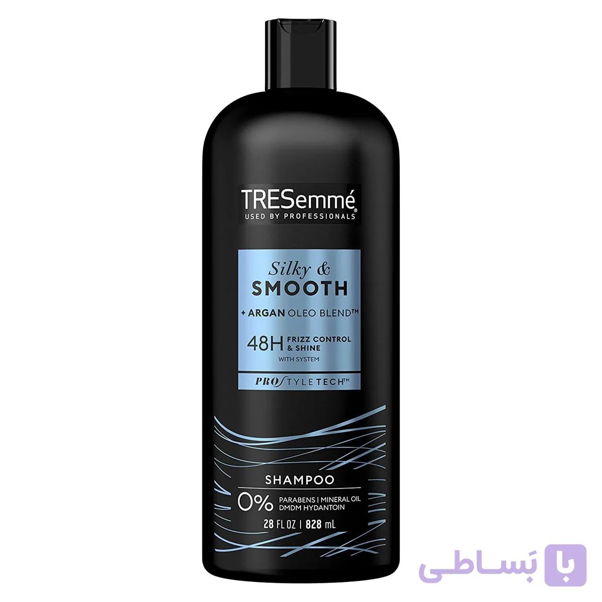 شامپو مو ترزمی مدل Silky and Smooth حاوی روغن آرگان ضد وز زنانه و مردانه رنگ مشکی حجم 828 میلی لیتر ‌