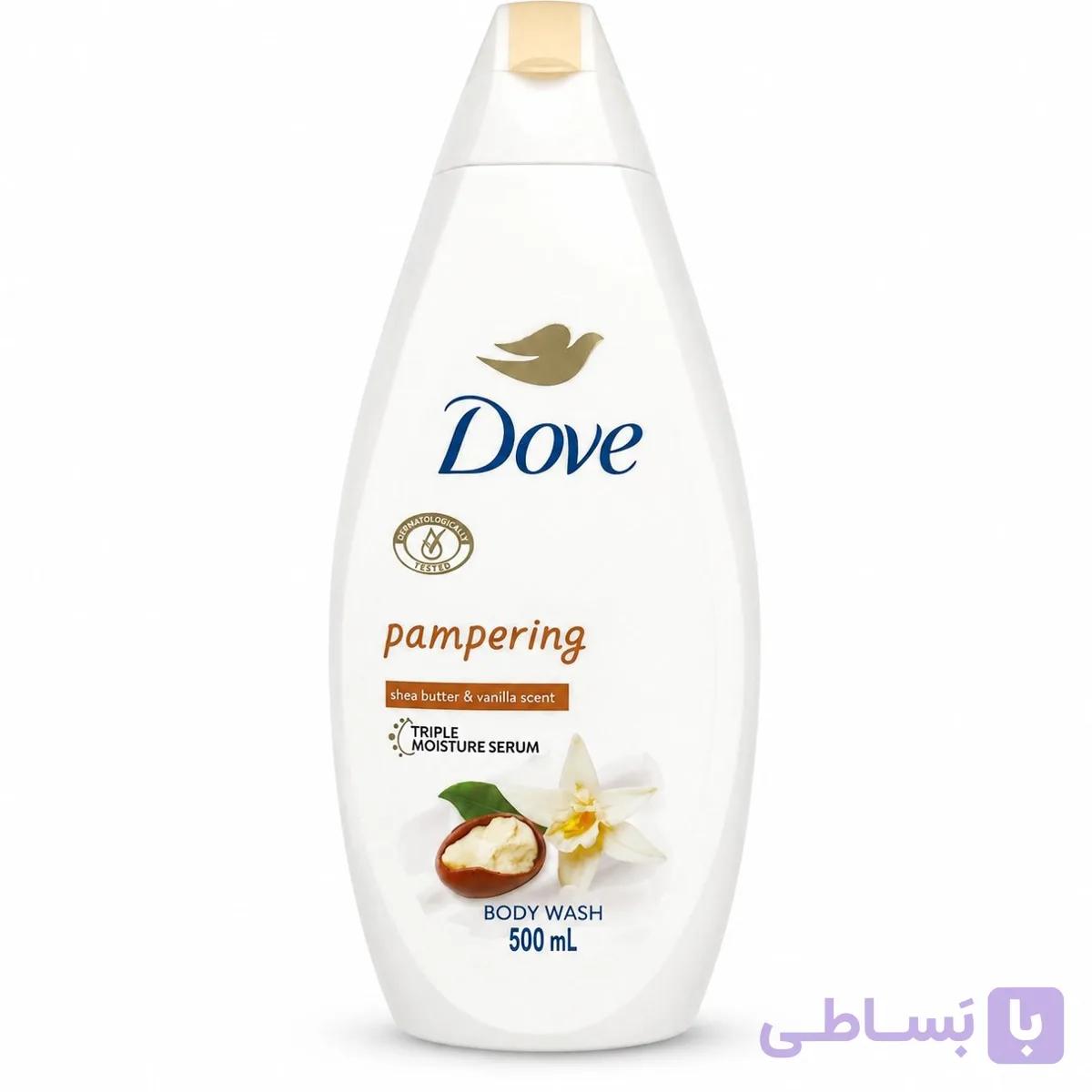شامپو بدن داو مدل Pampering با رایحه شی باتر و وانیل حجم 500 میلی‌لیتر