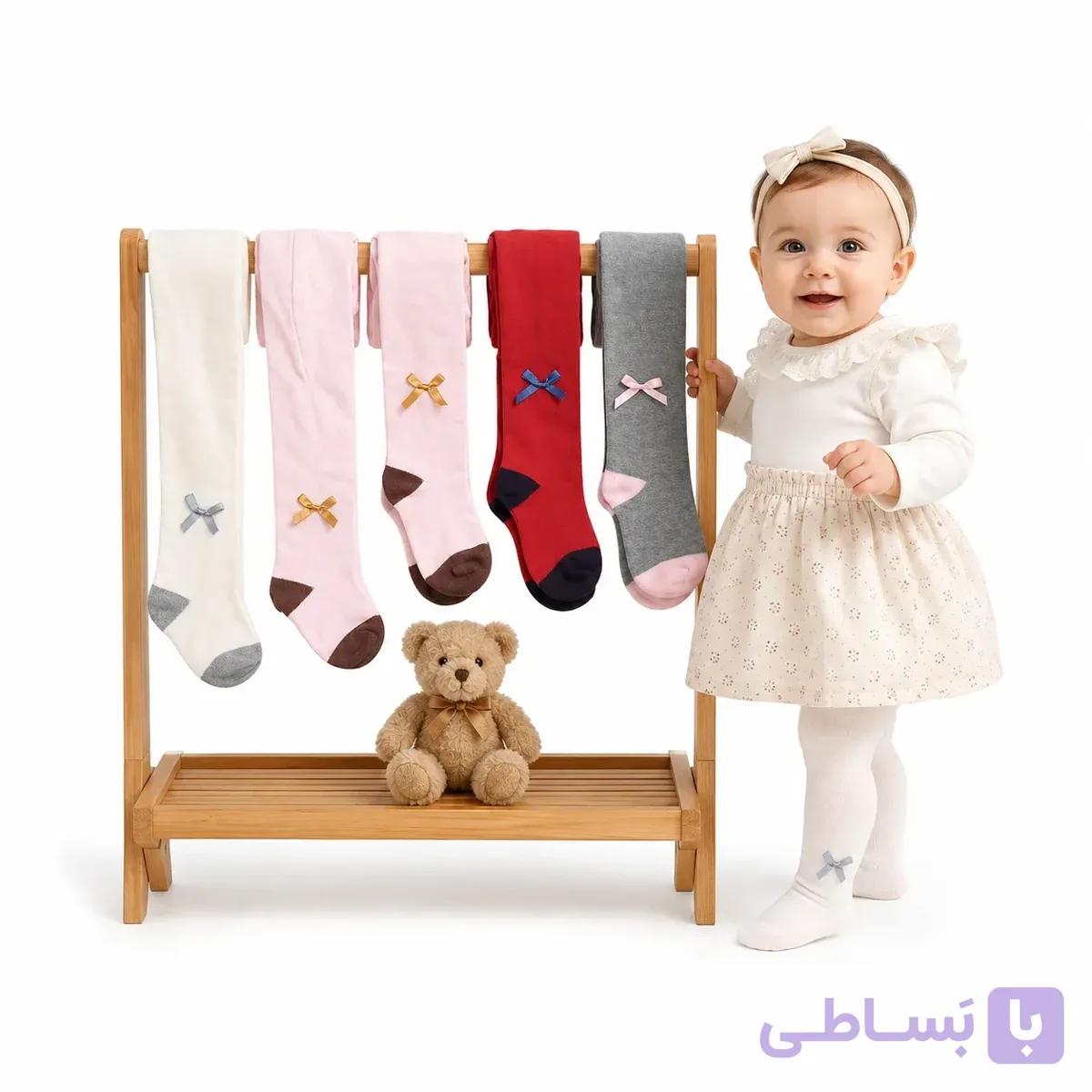 جوراب شلواری دخترانه نوزادی تا 2 سال نازگل — تصویر 1