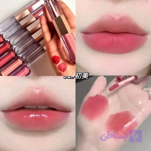 رژ لب طرح دوپ کیکو دو طرفه رژ مایع مات مخملی و برق لب مایه خیس براق کیوت پینترستی رژ کیکو فانتزی رنگ نود و گوشتی دوقلو خ