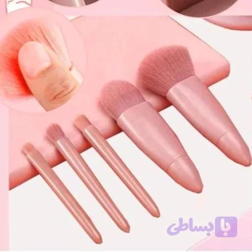 ست براش 5 عددی فانتزی کیوت پاستیلی برای فید پودر فیکس رژلب رژگونه مینی مسافرتی کوچک