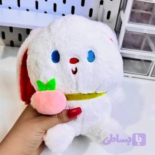 عروسک خرگوش کیوت بامزه با کیف هلویی فانتزی مناسب کادو هدیه تولد