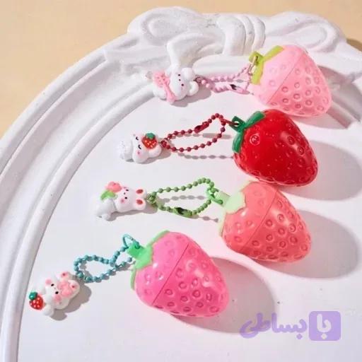 بالم لب توت فرنگی صورتی خرگوشی کیوت فانتزی پینترستی آویز دار آبرسان و شاداب کننده چارم بگ گوگولی مناسب مدرسه