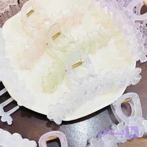 کیلیپس گل یخی کره ای اورجینال ترند فانتزی کیوت پینترستی جمع کننده موها استایل خاص و شیک دخترانه گیره مو کش مو