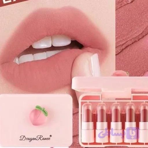 پک رژ لب هلو هویج 5 عددی فانتزی کیوت مات مخملی پیگمنت عالی