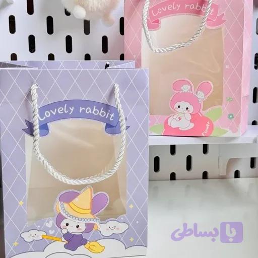 بگ کادویی شفاف سایز بزرگ طرح کرومی و ملودی مناسب کادو هدیه
