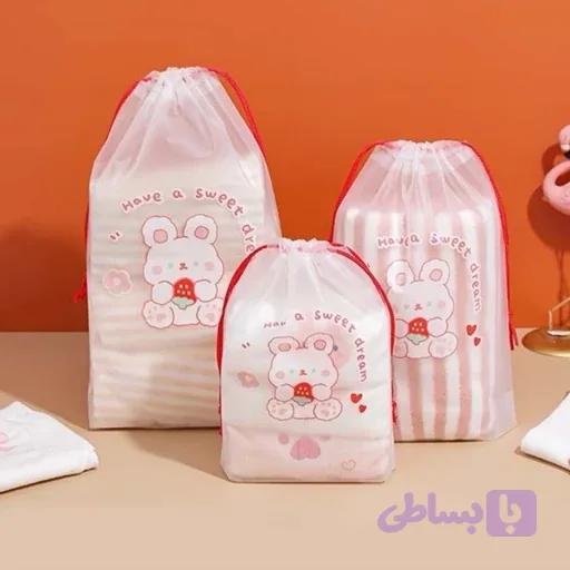بگ عروسکی خرگوشی جمع شونده پلاستیکی کیوت فانتزی تولد کادو هدیه و تزیین اتاق و نظم دهنده ساک و وسایل