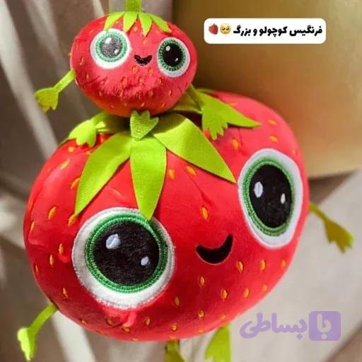 عروسک توت فرنگی فرنگیس فانتری کیوت گوگولی توپولی چشم قلومبه اورجینال وارداتی 25سانتی مناسب کادو هدیه تولد