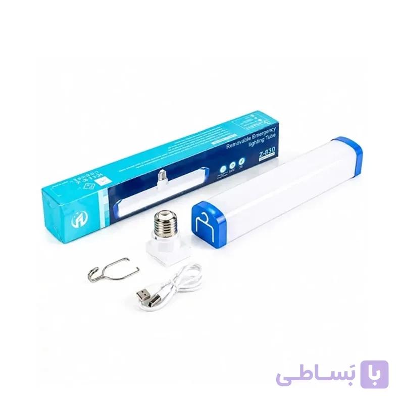 چراغ اضطراری مهتابی شارژی با قابلیت اتصال به سرپیچ برق شهر مدلZ-830 | دارای 2 عدد باتری شارژی+ (گارانتی طلایی) — تصویر 1