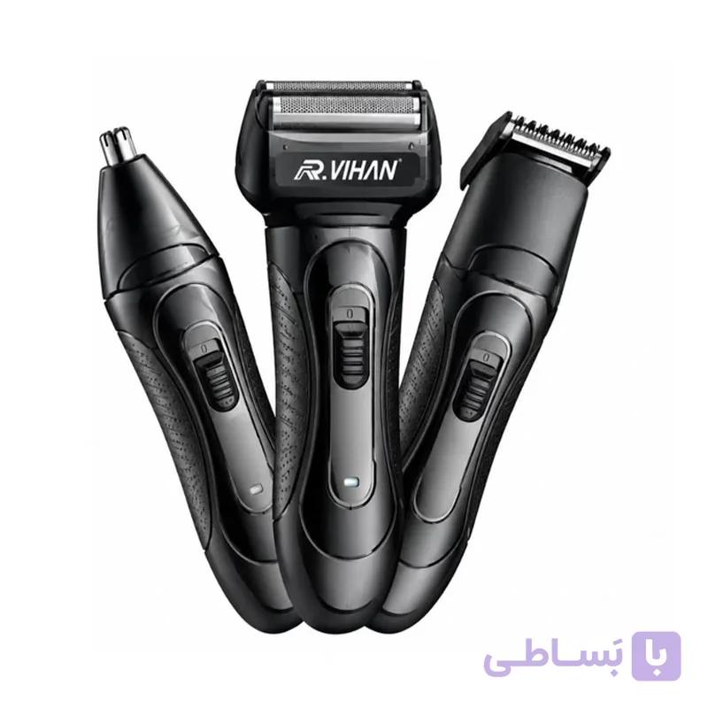 ماشین اصلاح و ریش تراش شارژی 3 کاره برند آر ویهان اصل مدل RV-6188 | ست اصلاح کامل صورت، بدن و بینی +(گارانتی طلایی) — تصویر 1